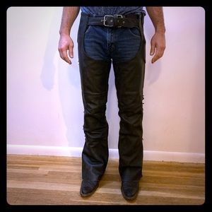Unisex motorcycle leather chaps